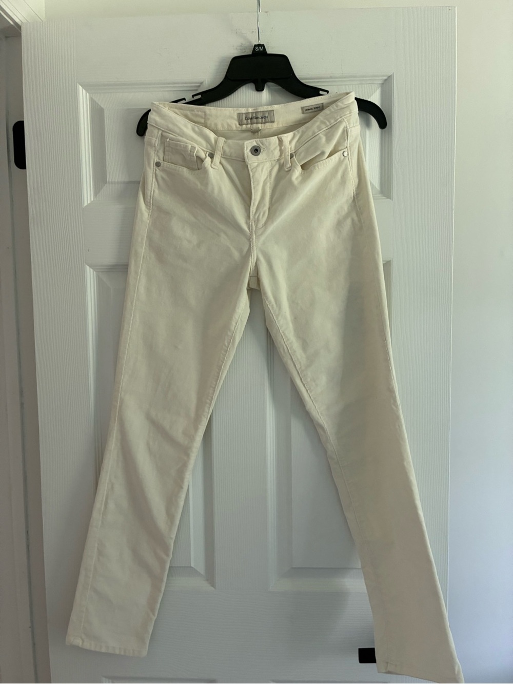 Calvin Klein Jeans Corduroy Pants Women Cream Ultimate Skinny Off White 6